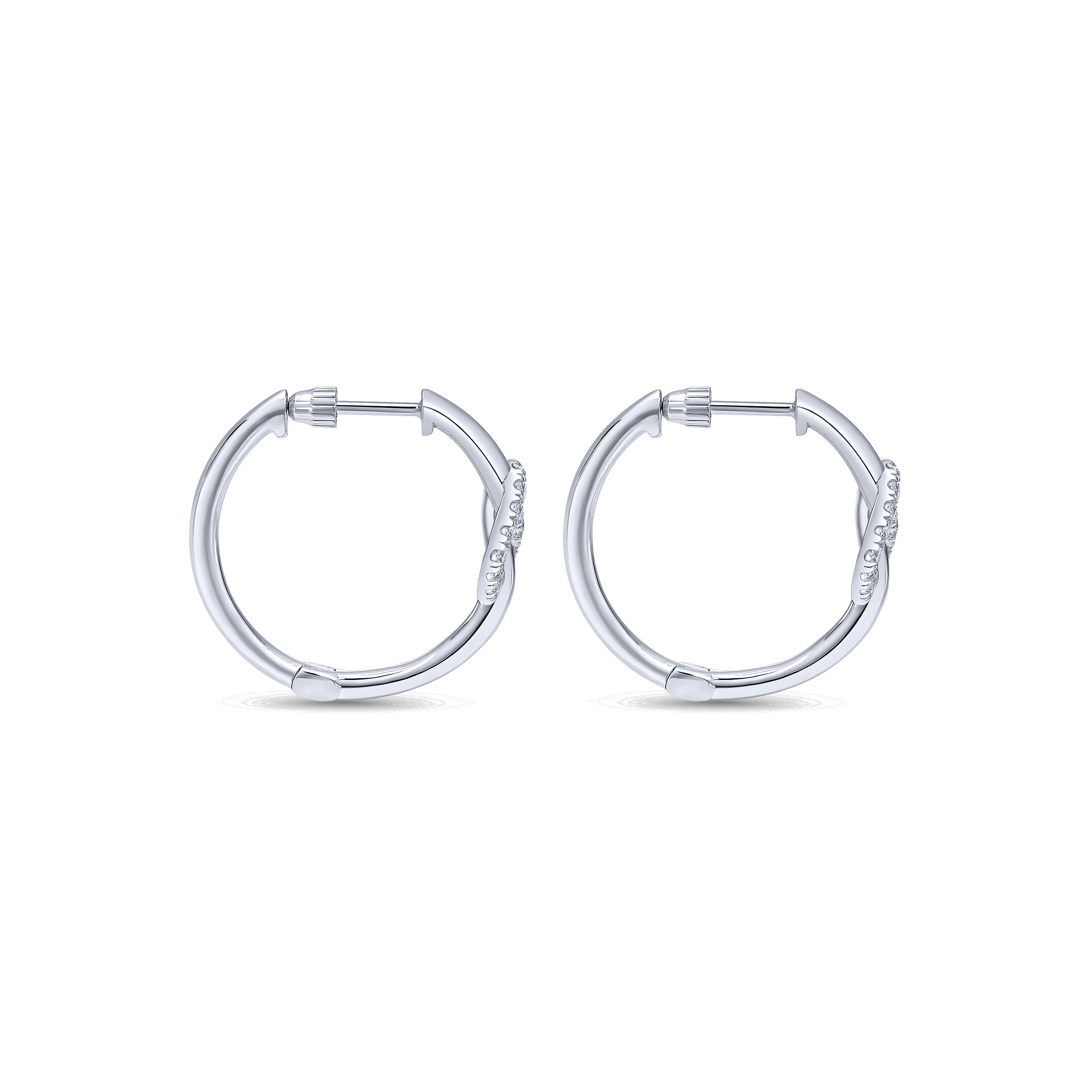 925 Sterling Silver French Pavé 20mm Knotted White Sapphire Hoop Earrings