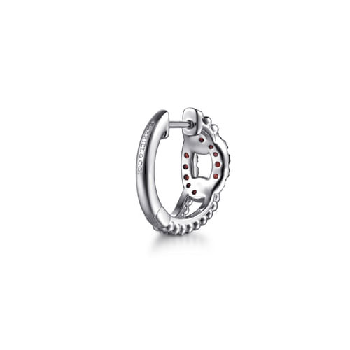 925 Sterling Silver Garnet Bujukan Link Huggie Earrings