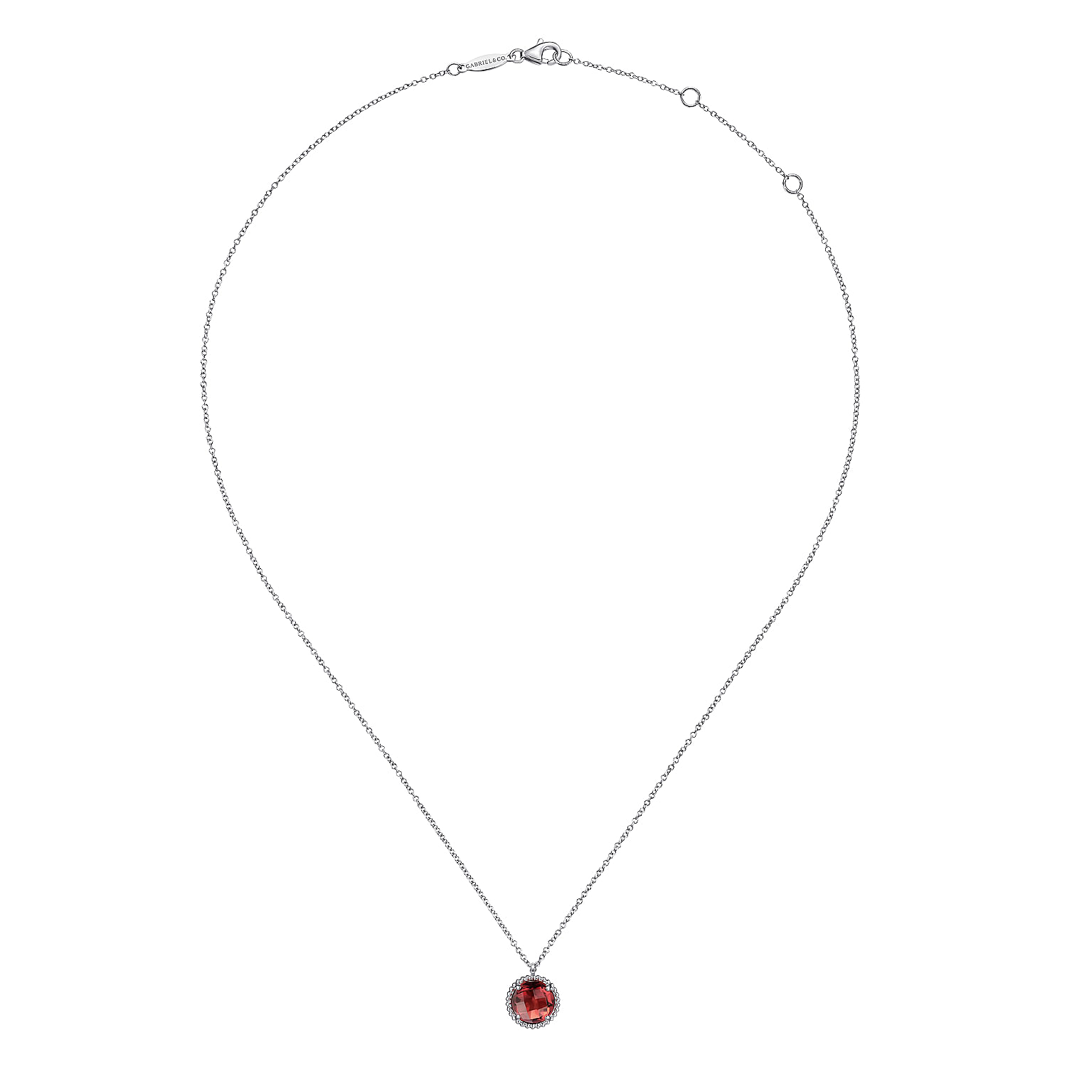 925 Sterling Silver Garnet Center and Bujukan Frame Pendant Necklace
