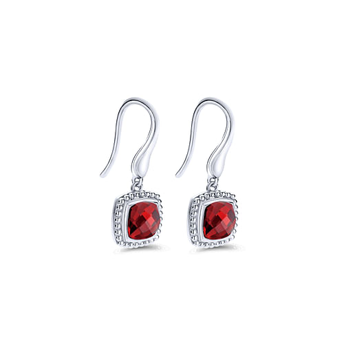 925 Sterling Silver Garnet Drop Earrings