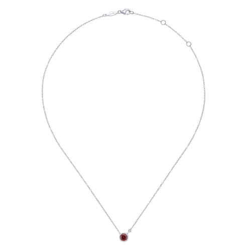 925 Sterling Silver Garnet and Diamond Pendant Necklace