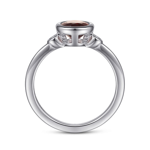 925 Sterling Silver Garnet and Diamond Ring