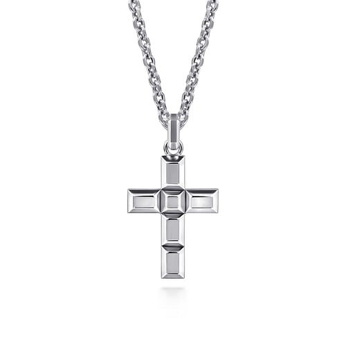 925 Sterling Silver Geometric Cross Pendant