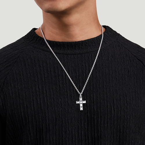 925 Sterling Silver Geometric Cross Pendant