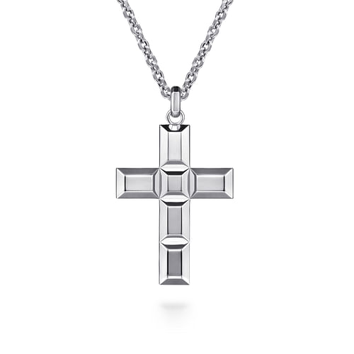 925 Sterling Silver Geometric Cross Pendant