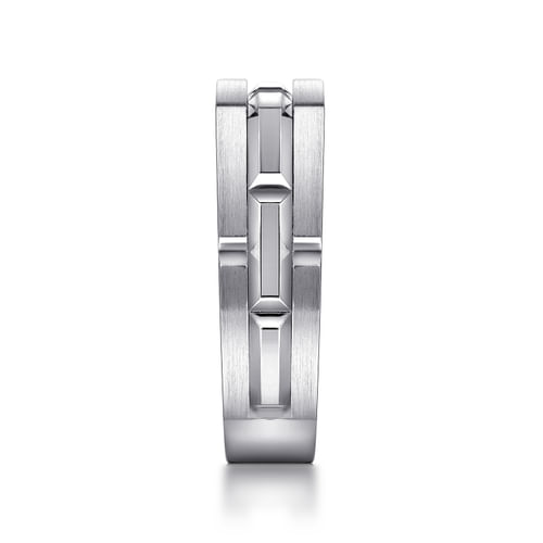925 Sterling Silver Geometric Men's Ring in Satin Finish