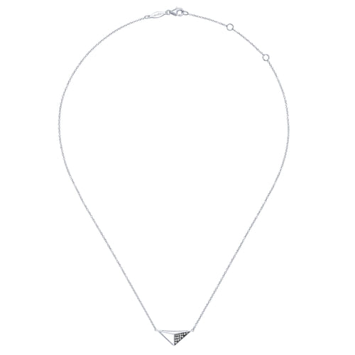 925 Sterling Silver Geometric Pendant Necklace with Diamonds