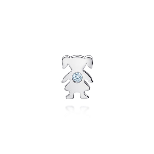 925 Sterling Silver Girl Figurine with Aquamarine Stone Pendant