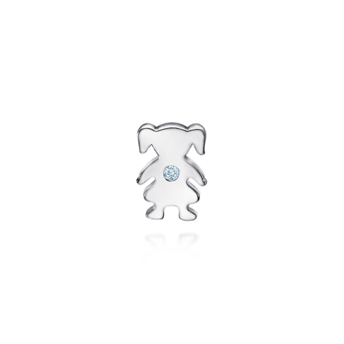925 Sterling Silver Girl Figurine with Aquamarine Stone Pendant