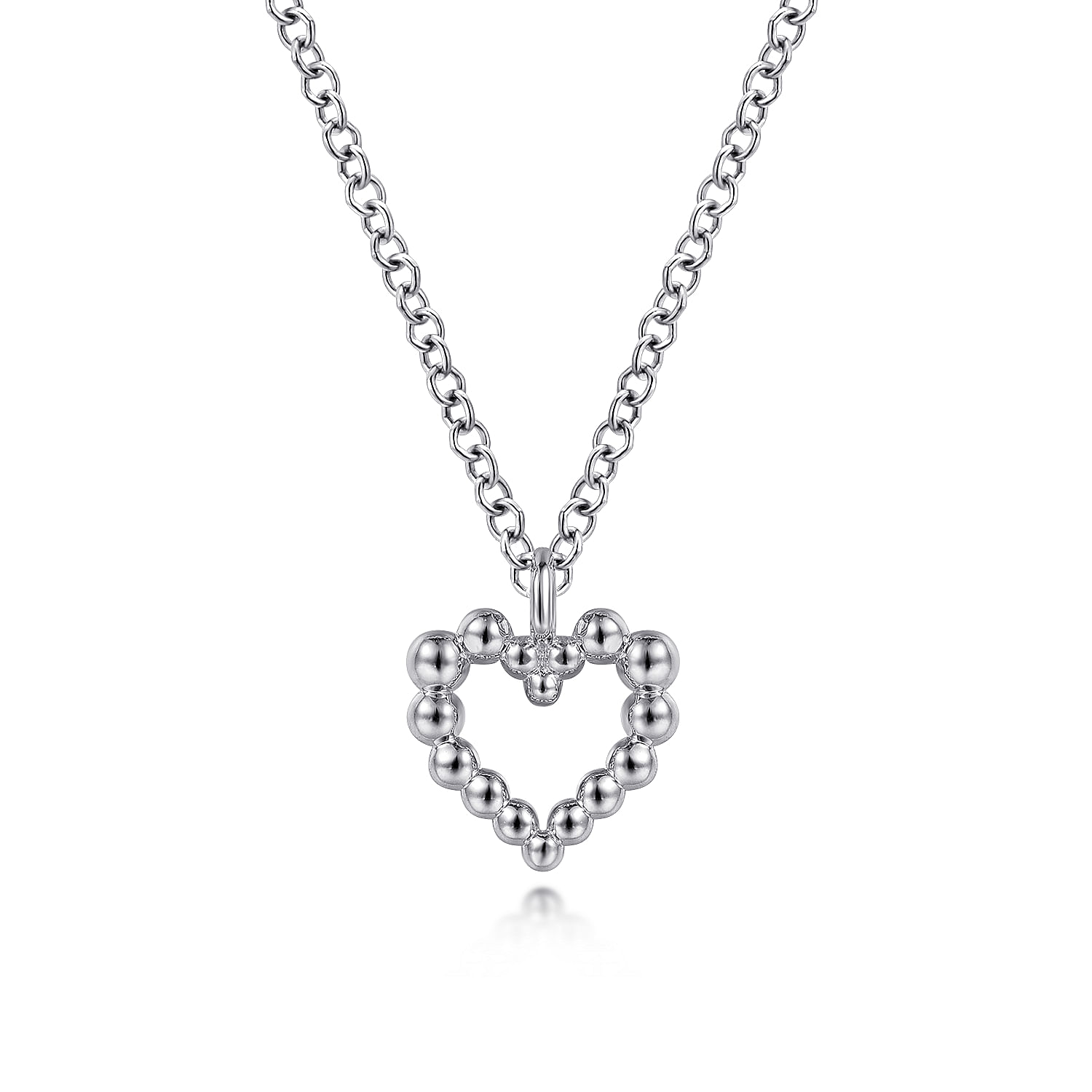 925 Sterling Silver Heart Beaded Necklace