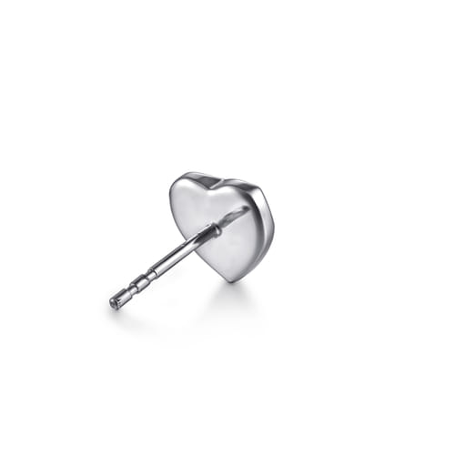 925 Sterling Silver Heart Diamond Cut Stud Earrings