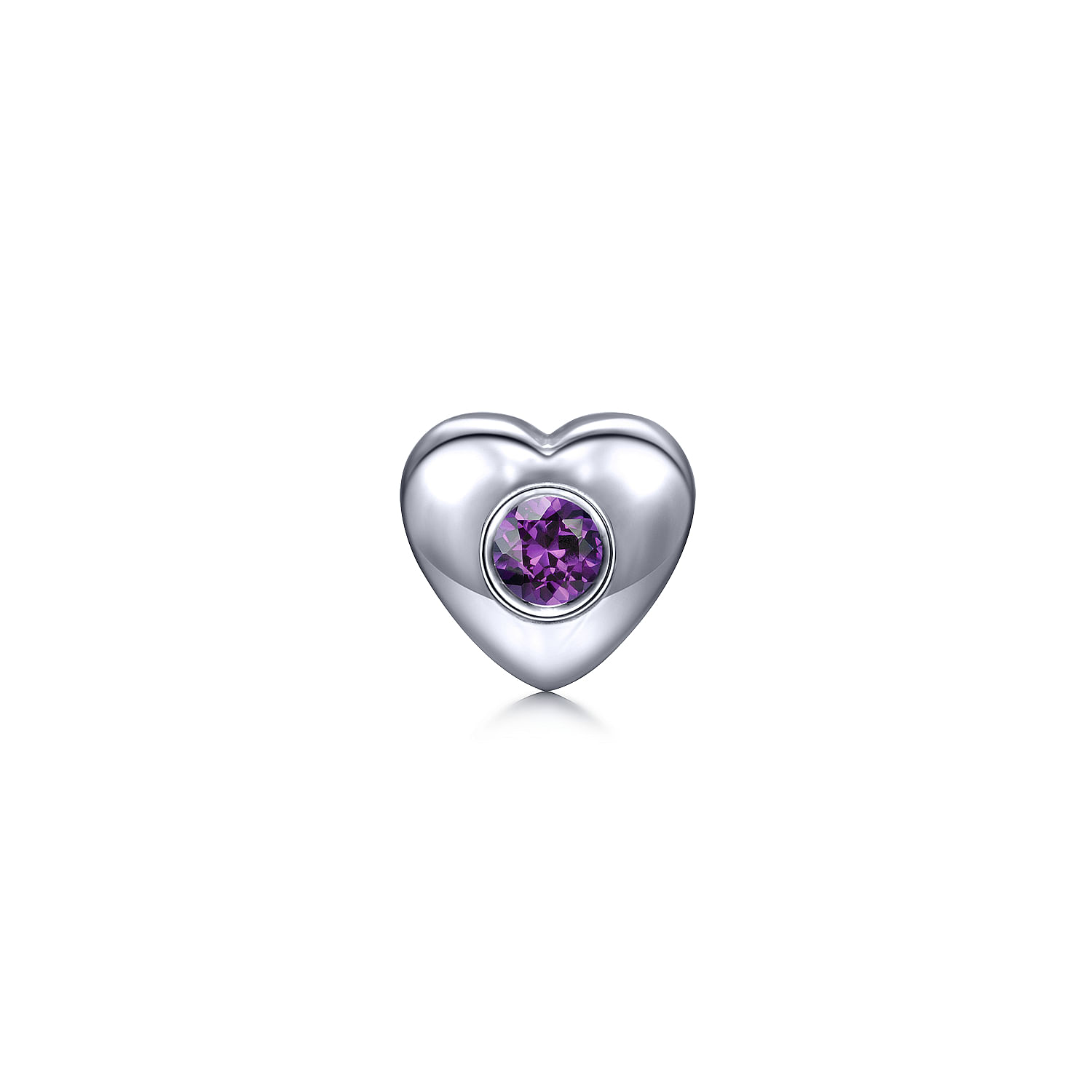 925 Sterling Silver Heart Pendant with Amethyst Stone