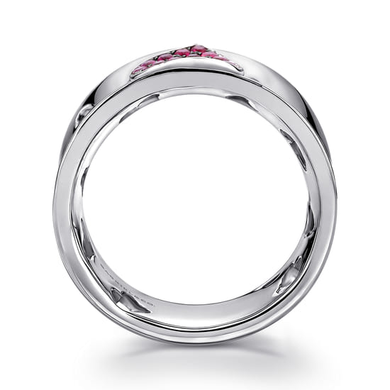 925 Sterling Silver Heart Ruby Ladies Ring angle 2
