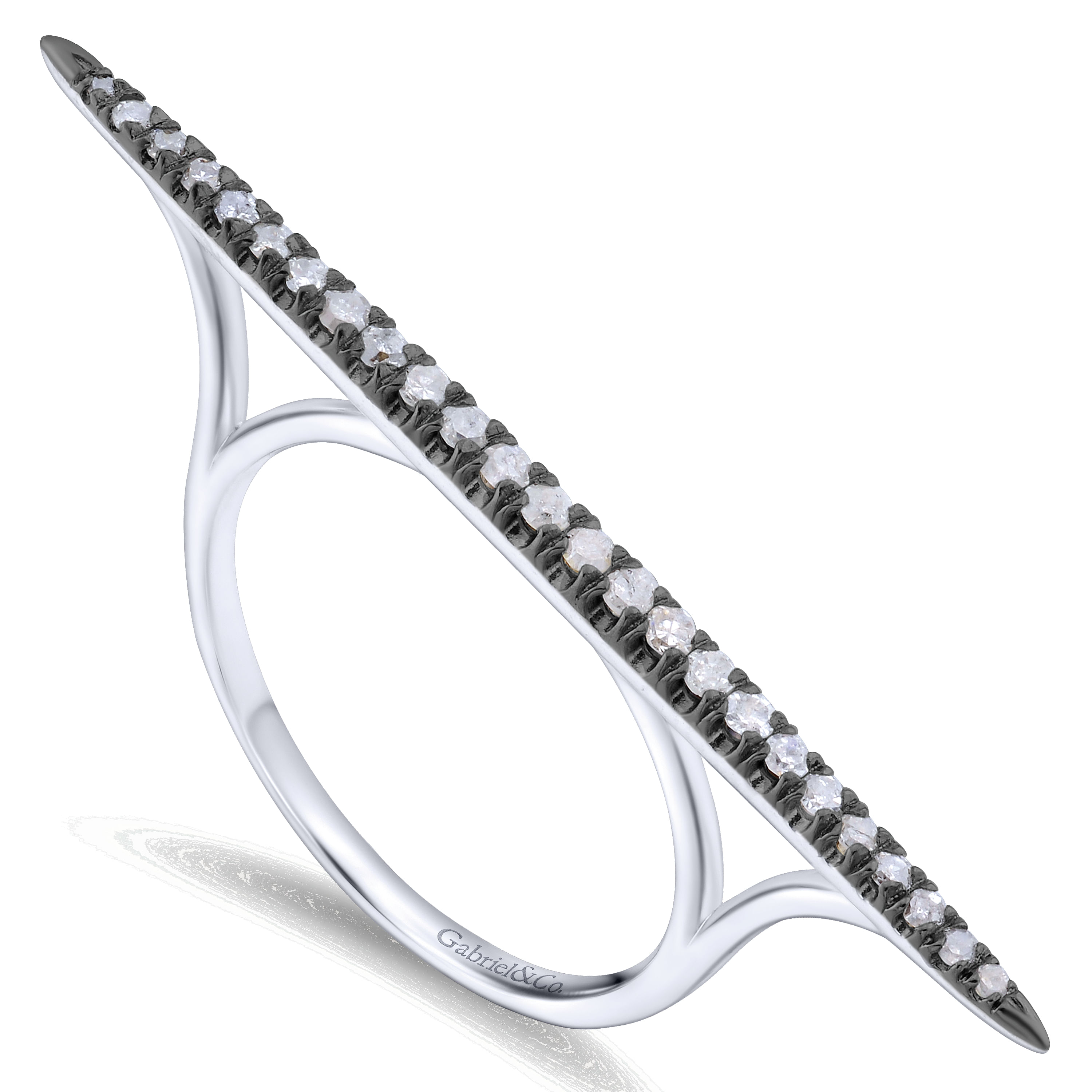 925 Sterling Silver Horizontal Diamond Spike Ring