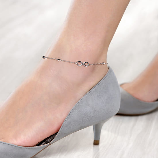 925 Sterling Silver Infinity Anklet Bracelet angle 3