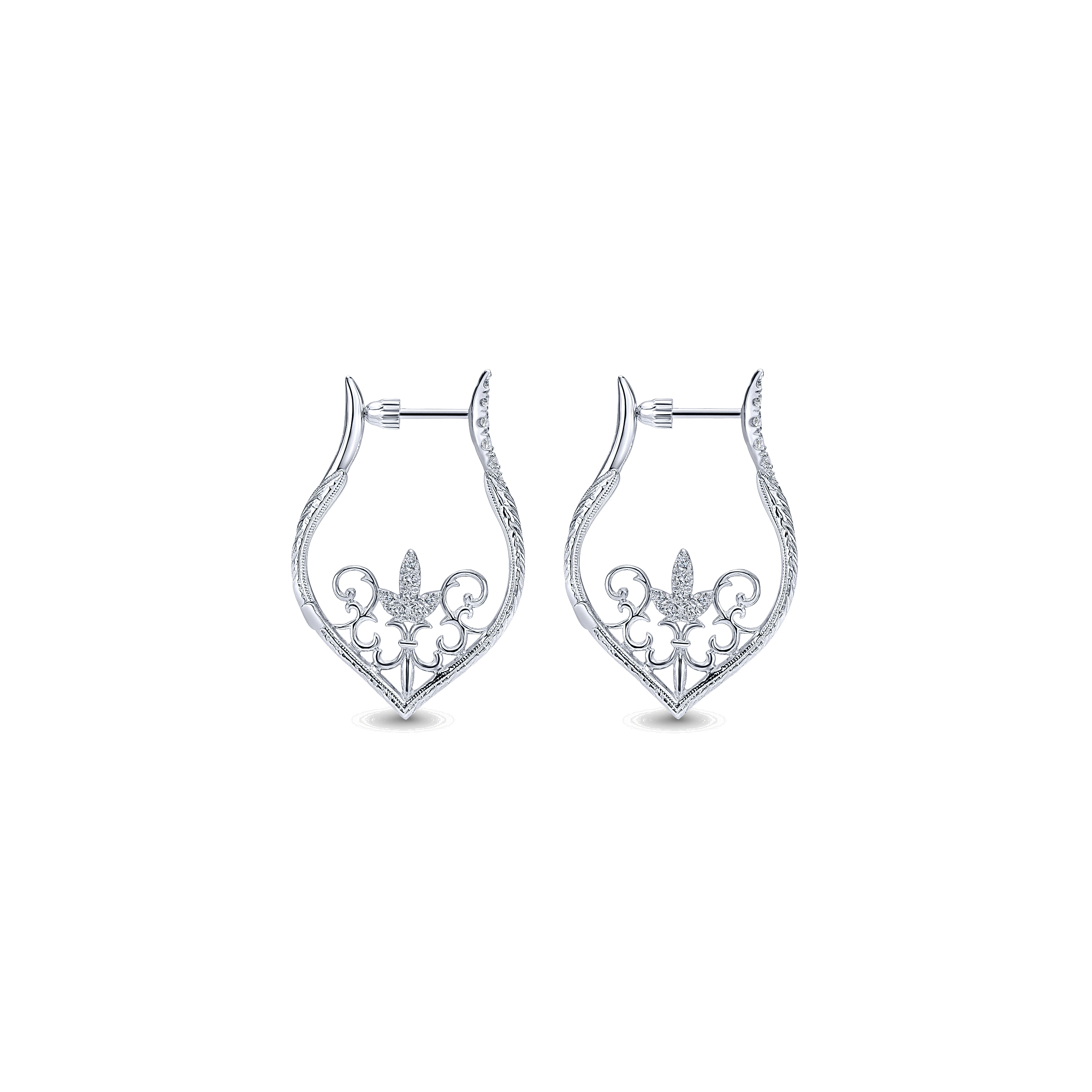925 Sterling Silver Intricate 25mm White Sapphire Earrings