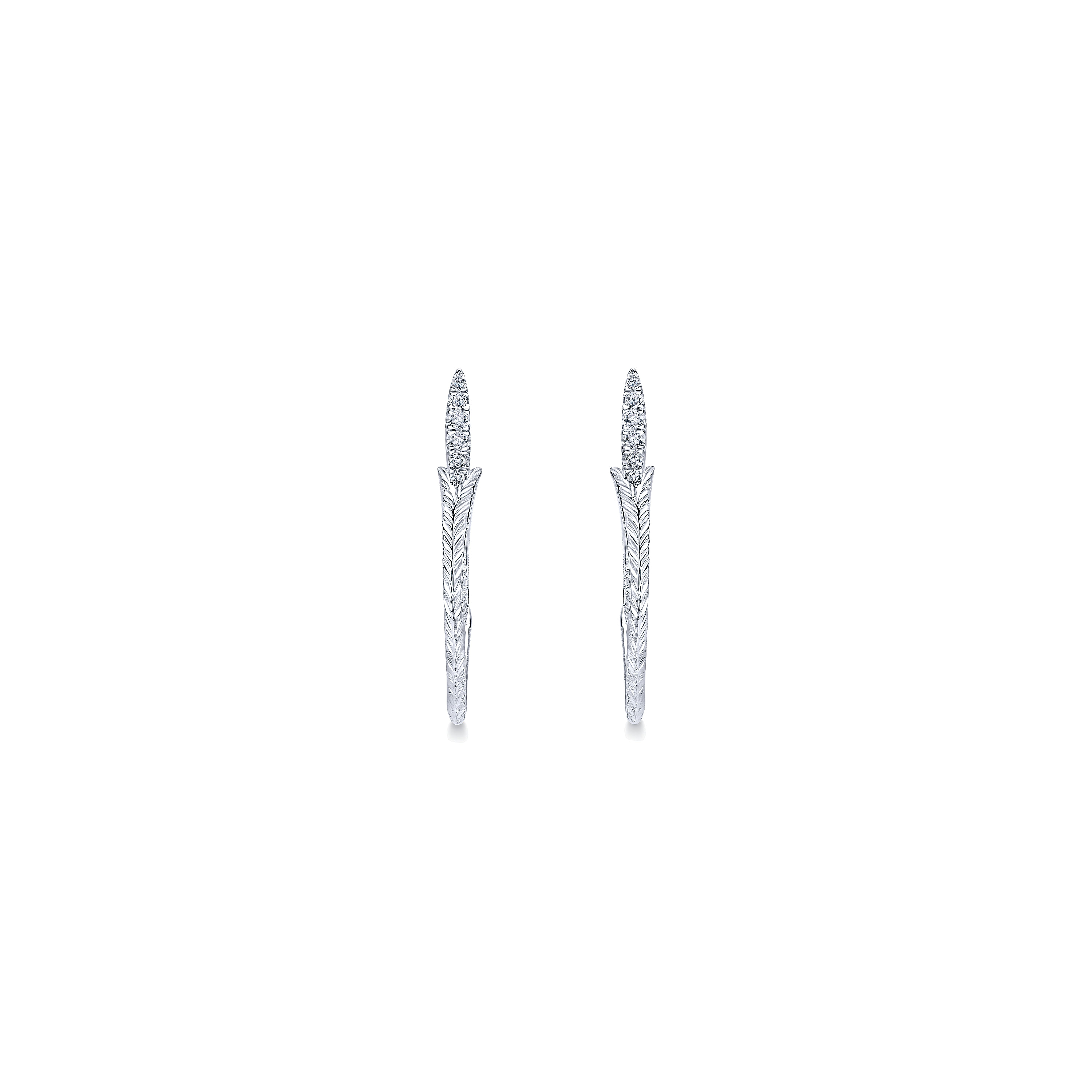 925 Sterling Silver Intricate 25mm White Sapphire Earrings