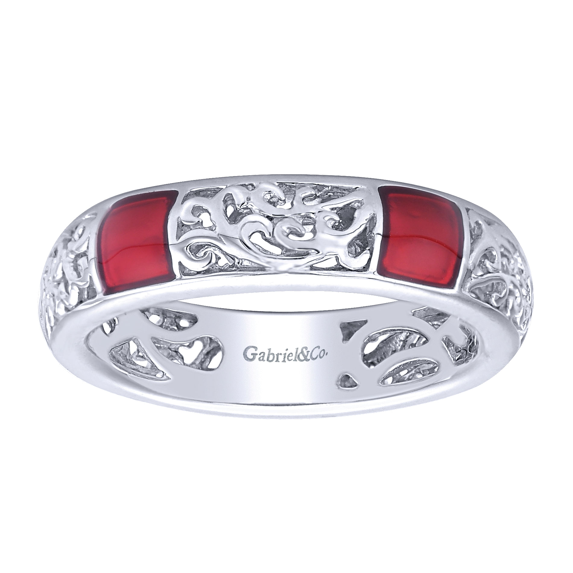 925 Sterling Silver Irregular Red Enamel Stackable Ladies Ring