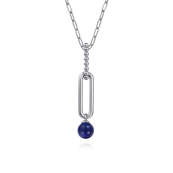 Gabriel - 925 Sterling Silver Lapis Bujukan Drop Necklace