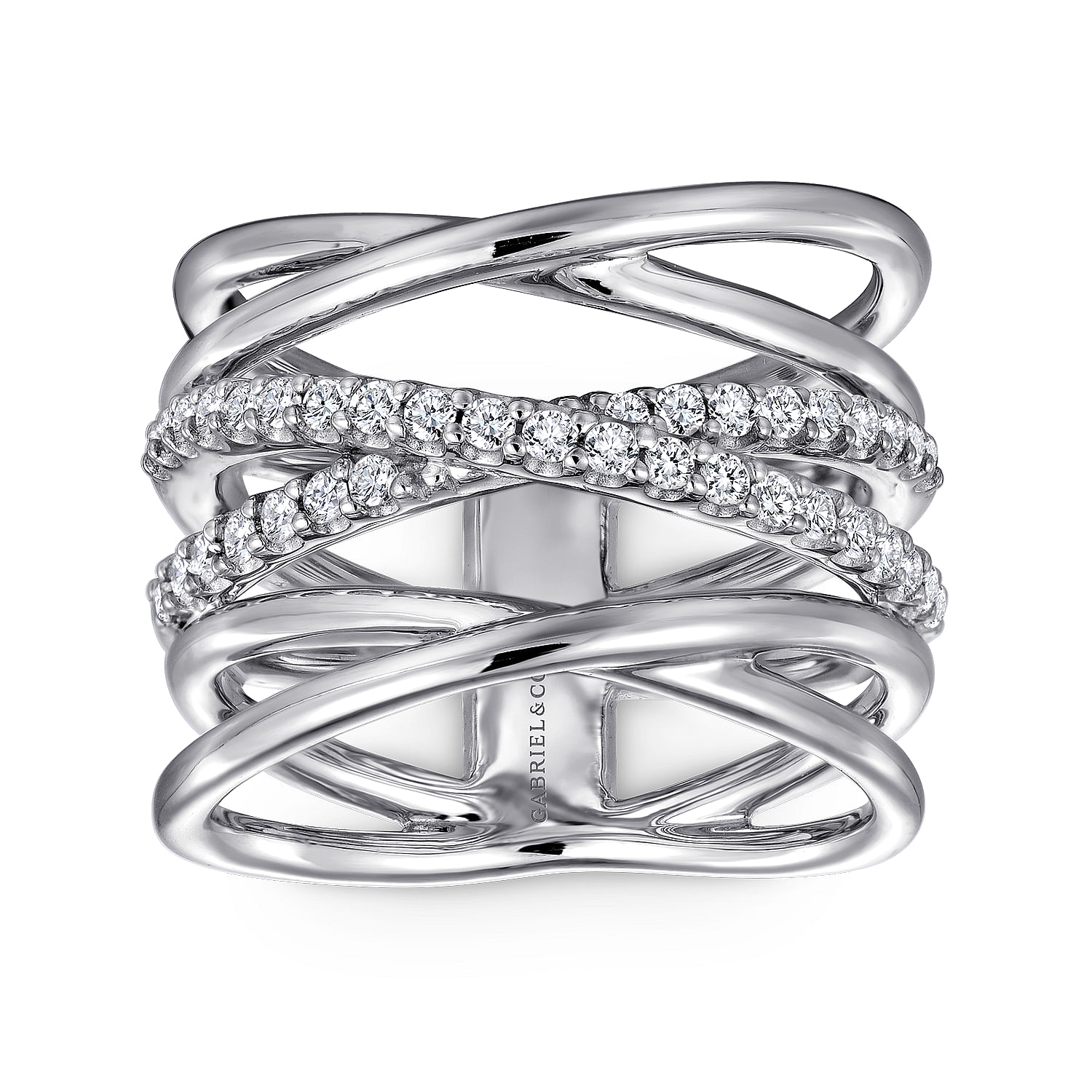 925 Sterling Silver Layered Multi Row White Sapphire Ring