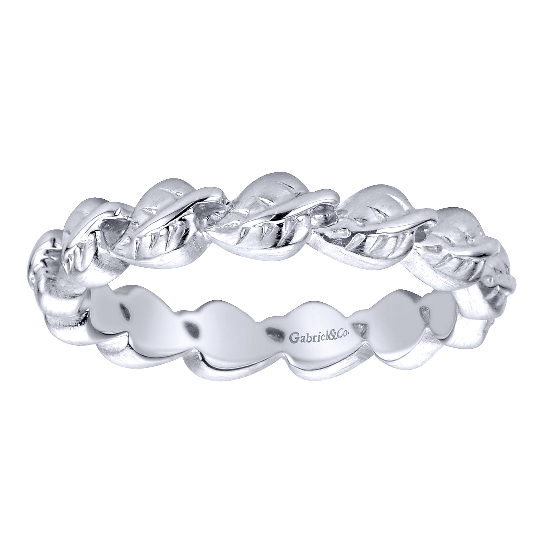 925 Sterling Silver Leaf Stackable Ladies Ring
