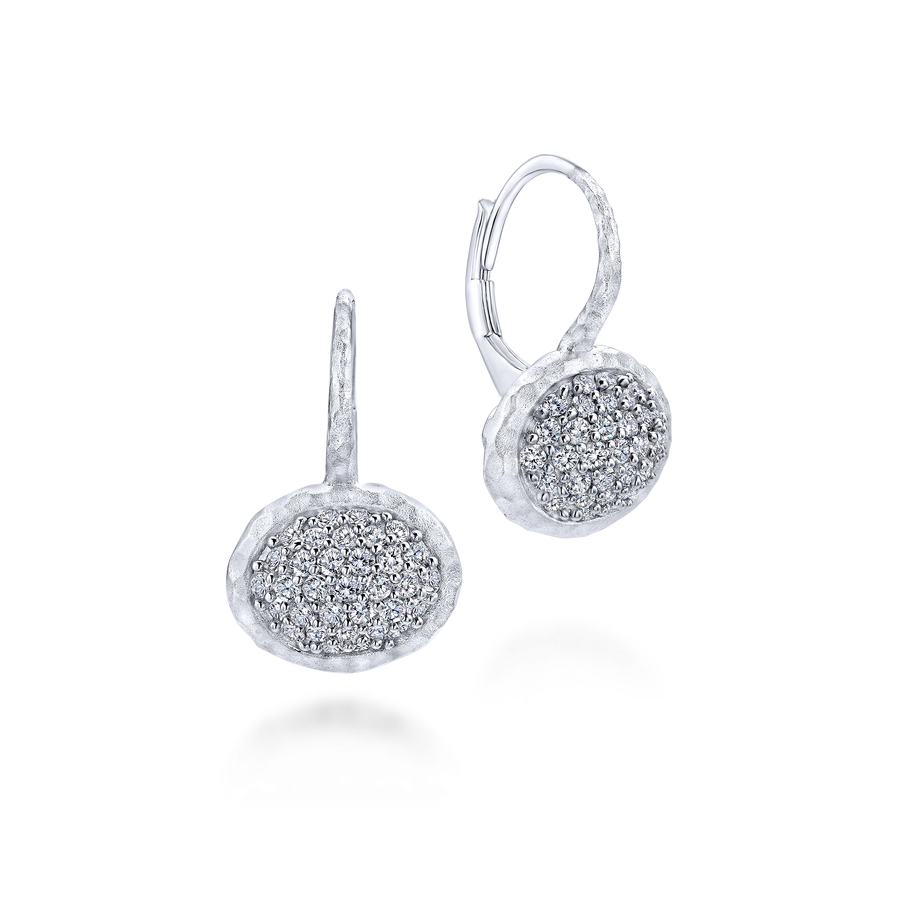 925 Sterling Silver Leverback Earrings With White Sapphire Pavé 