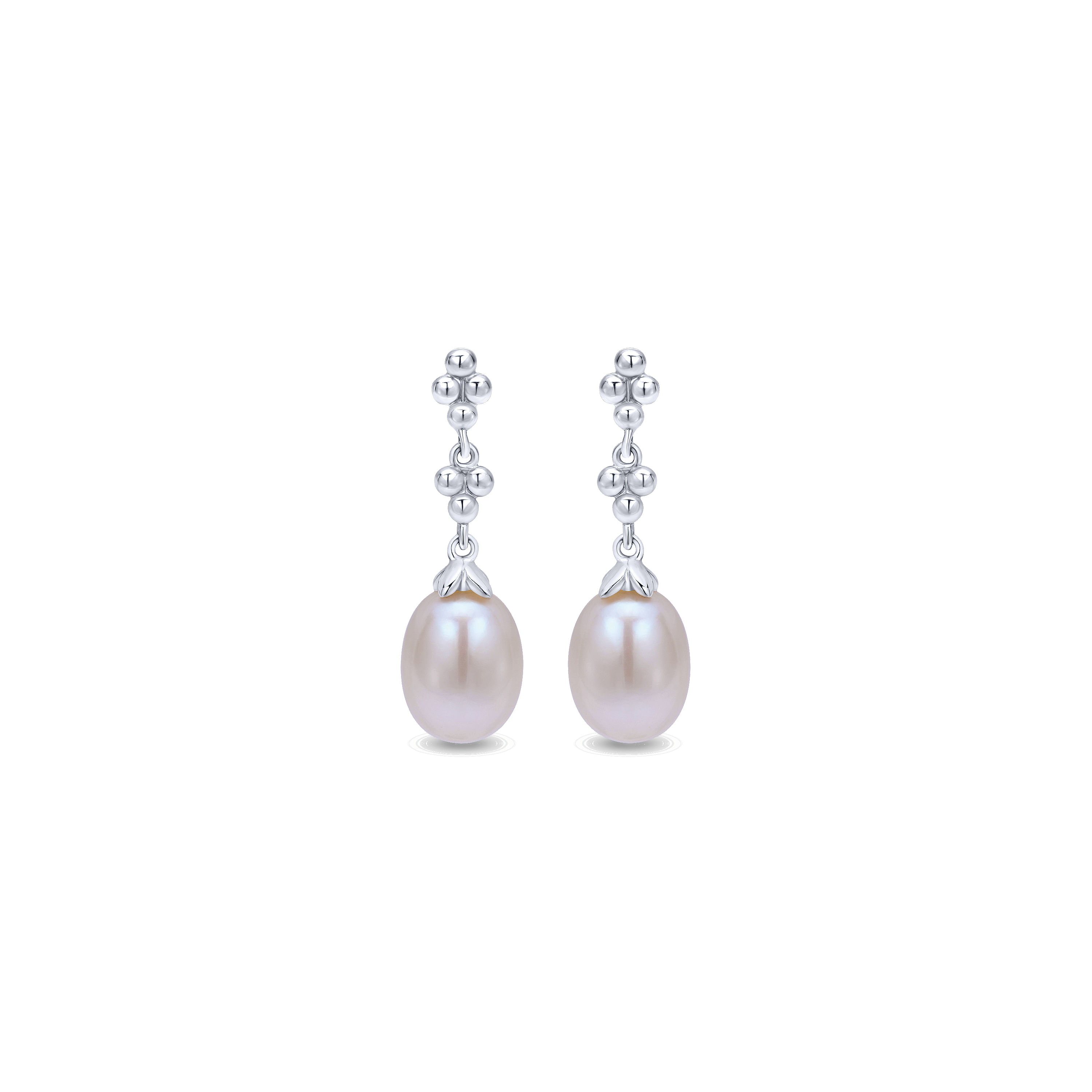 925 Sterling Silver Linear Pearl  Drop Earrings