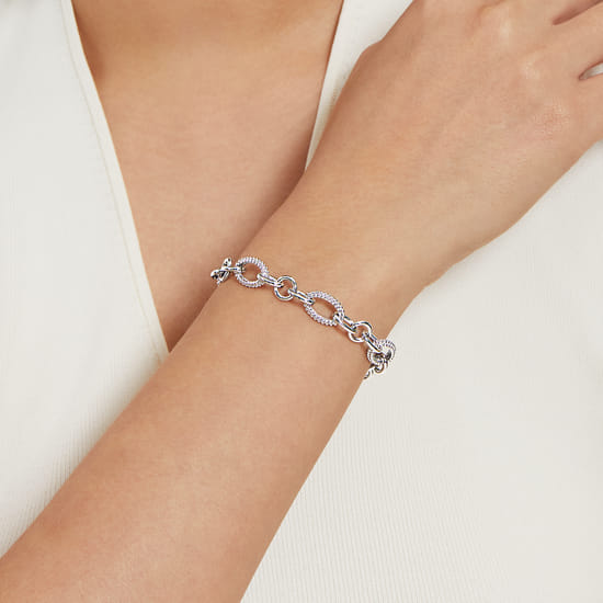 925 Sterling Silver Link Chain Bracelet-Bujukan  angle 3
