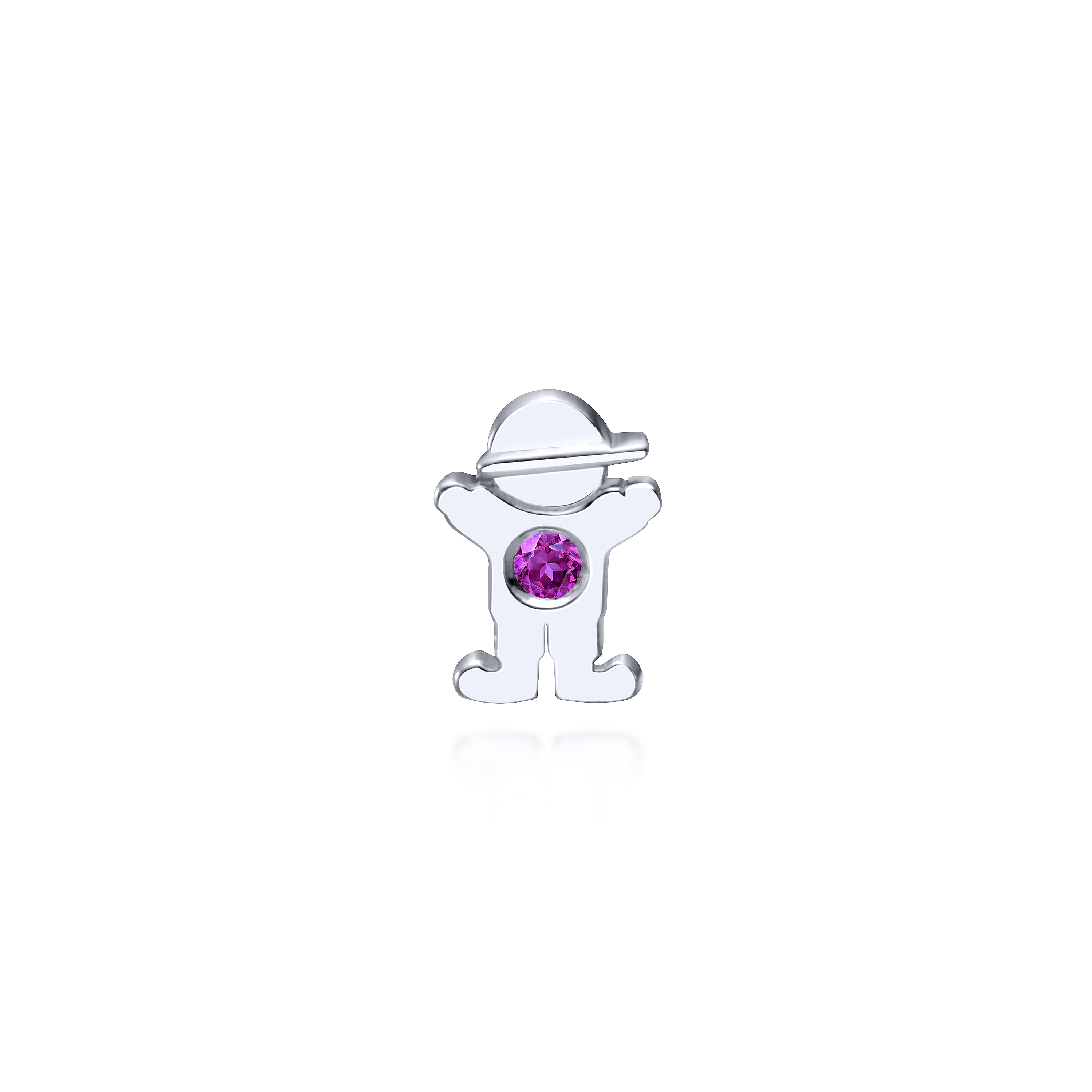 925 Sterling Silver Little Boy Pendant with Amethyst Stone