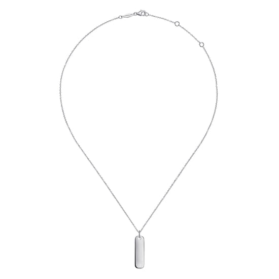 925 Sterling Silver Long Rectangular Pendant Necklace angle 2