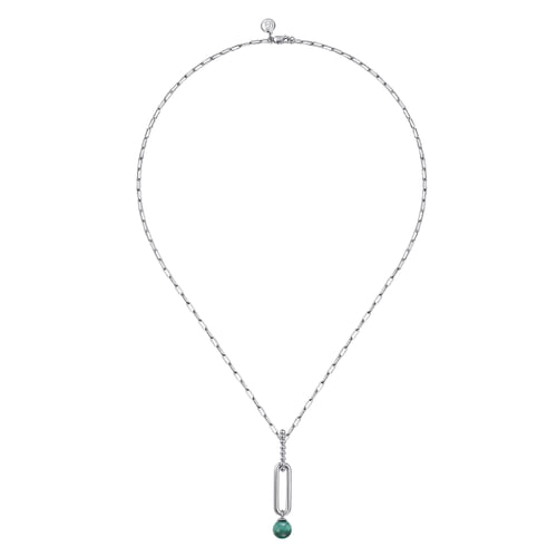 925 Sterling Silver Malachite Bujukan Drop Necklace