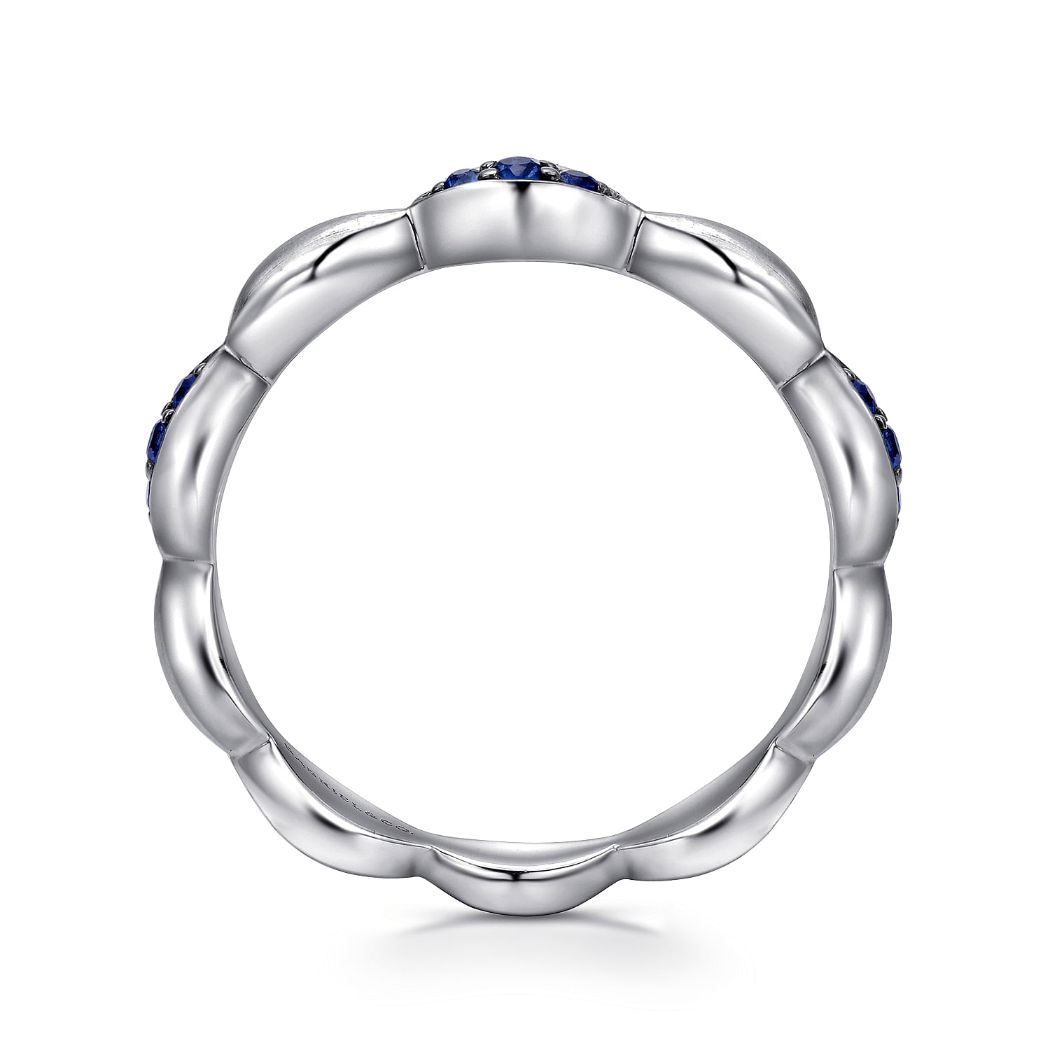 925 Sterling Silver Marquise Shape Station Ring with Sapphire Stones