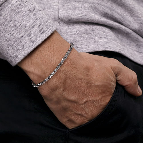 925 Sterling Silver Men's Wheat Chain Bracelet 