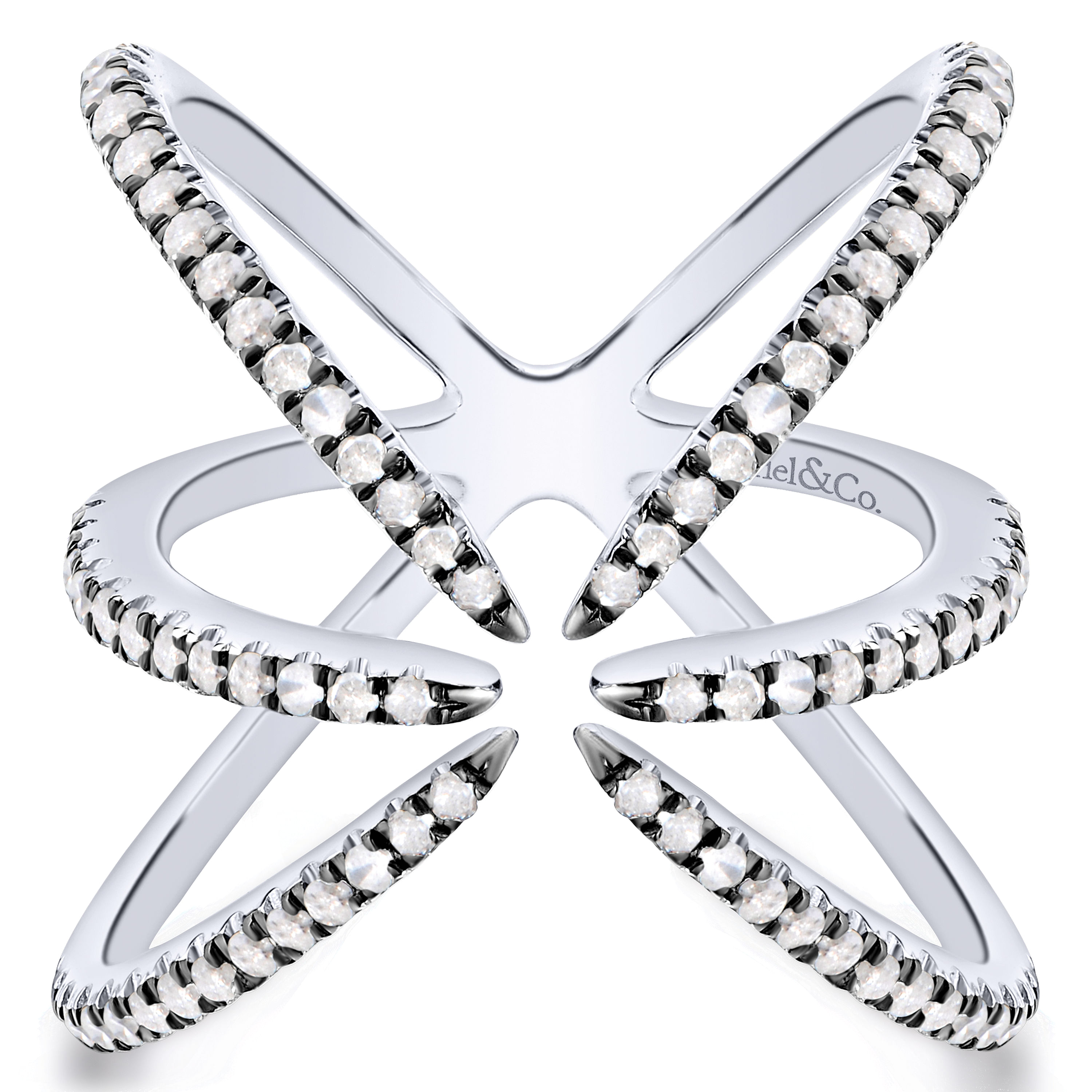 Gabriel - 925 Sterling Silver Multi Row Open Diamond Statement Ring