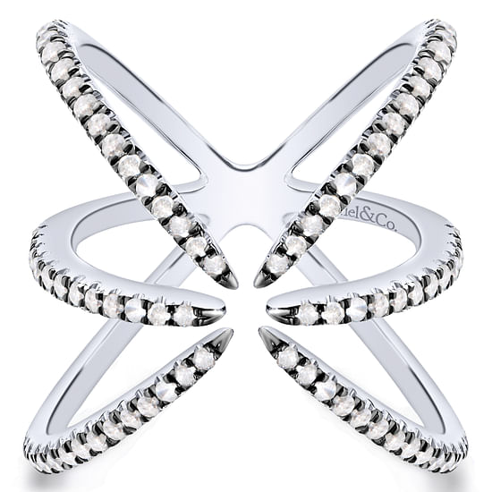 Gabriel - 925 Sterling Silver Multi Row Open Diamond Statement Ring