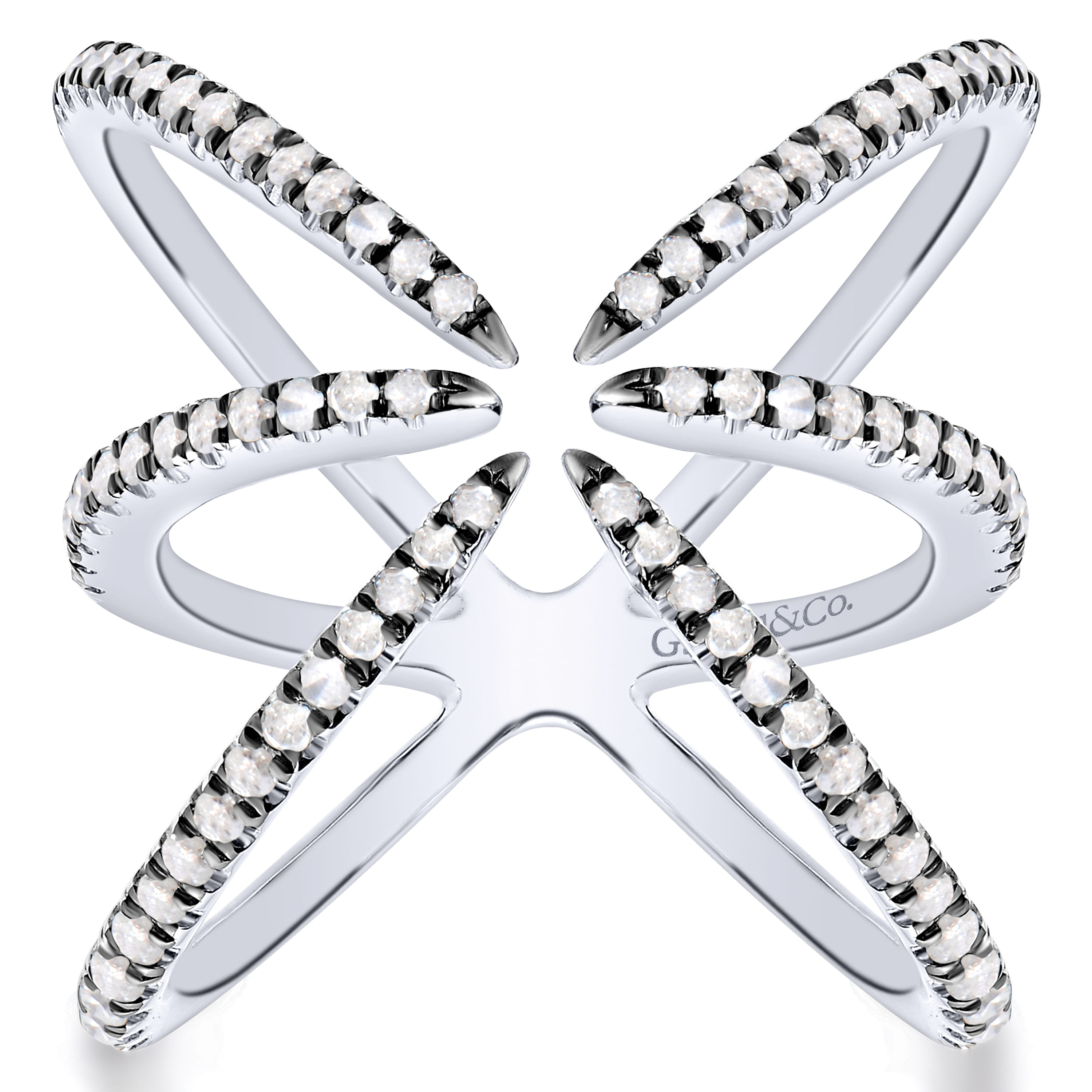 925 Sterling Silver Multi Row Open Diamond Statement Ring