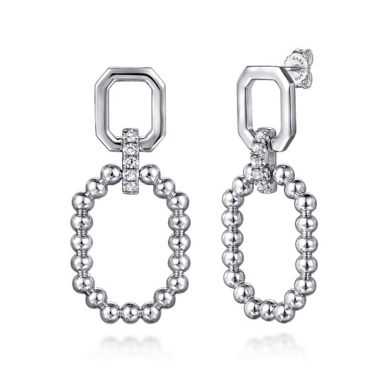 Gabriel - 925 Sterling Silver Octagon White Sapphire Bujukan Stud Drop Earrings