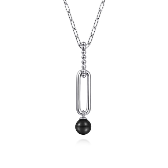 Gabriel - 925 Sterling Silver Onyx Bujukan Drop Necklace