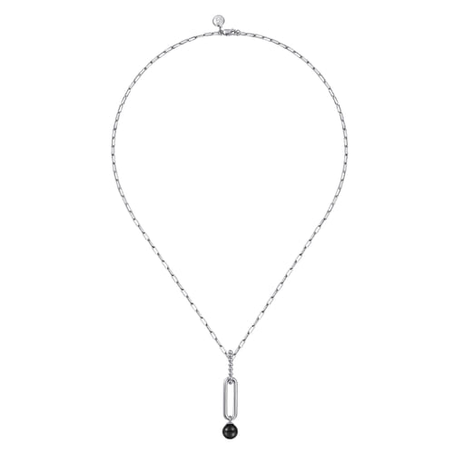 925 Sterling Silver Onyx Bujukan Drop Necklace
