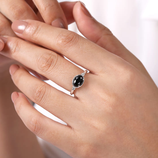 925 Sterling Silver Onyx and Diamond Ring angle 5