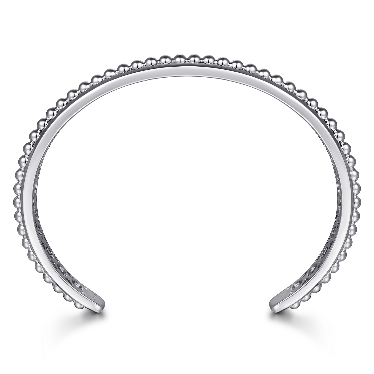 925 Sterling Silver Open Cuff Bracelet with Beaded Center