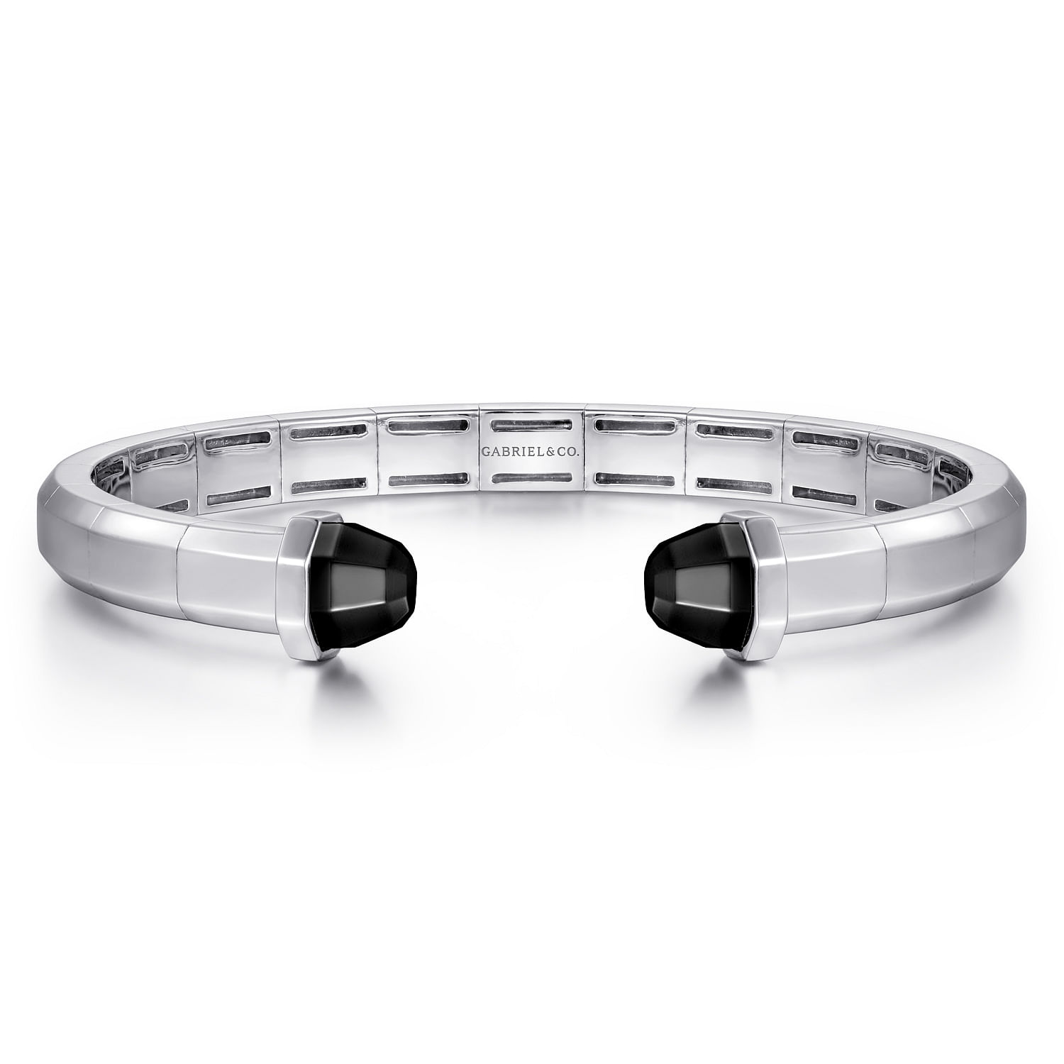 925 Sterling Silver Open Cuff Bracelet with Black Onyx