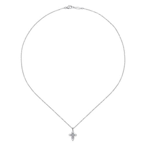 925 Sterling Silver Openwork Diamond Cross Necklace 925 Sterling Silver Openwork Diamond Cross Necklace