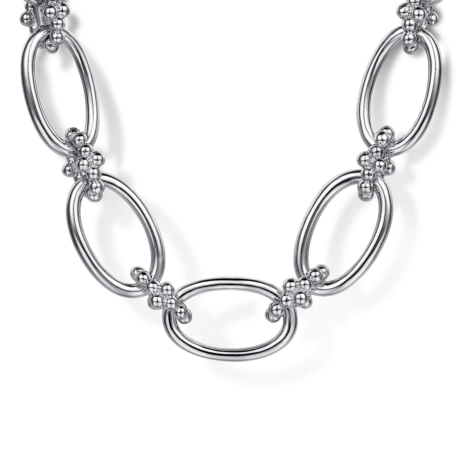 Gabriel - 925 Sterling Silver Oval Link Chain Necklace with Bujukan Connectors