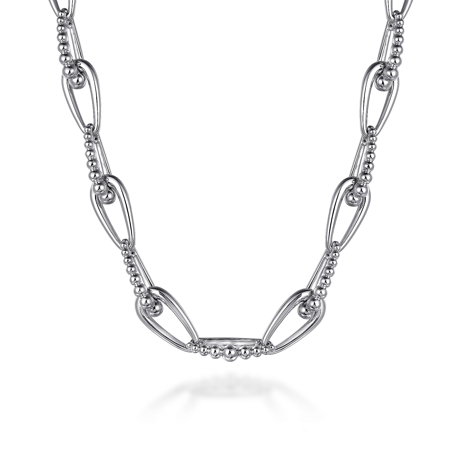 Gabriel - 925 Sterling Silver Oval Link Chain Necklace with Bujukan Connectors