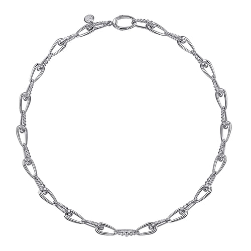 925 Sterling Silver Oval Link Chain Necklace with Bujukan Connectors