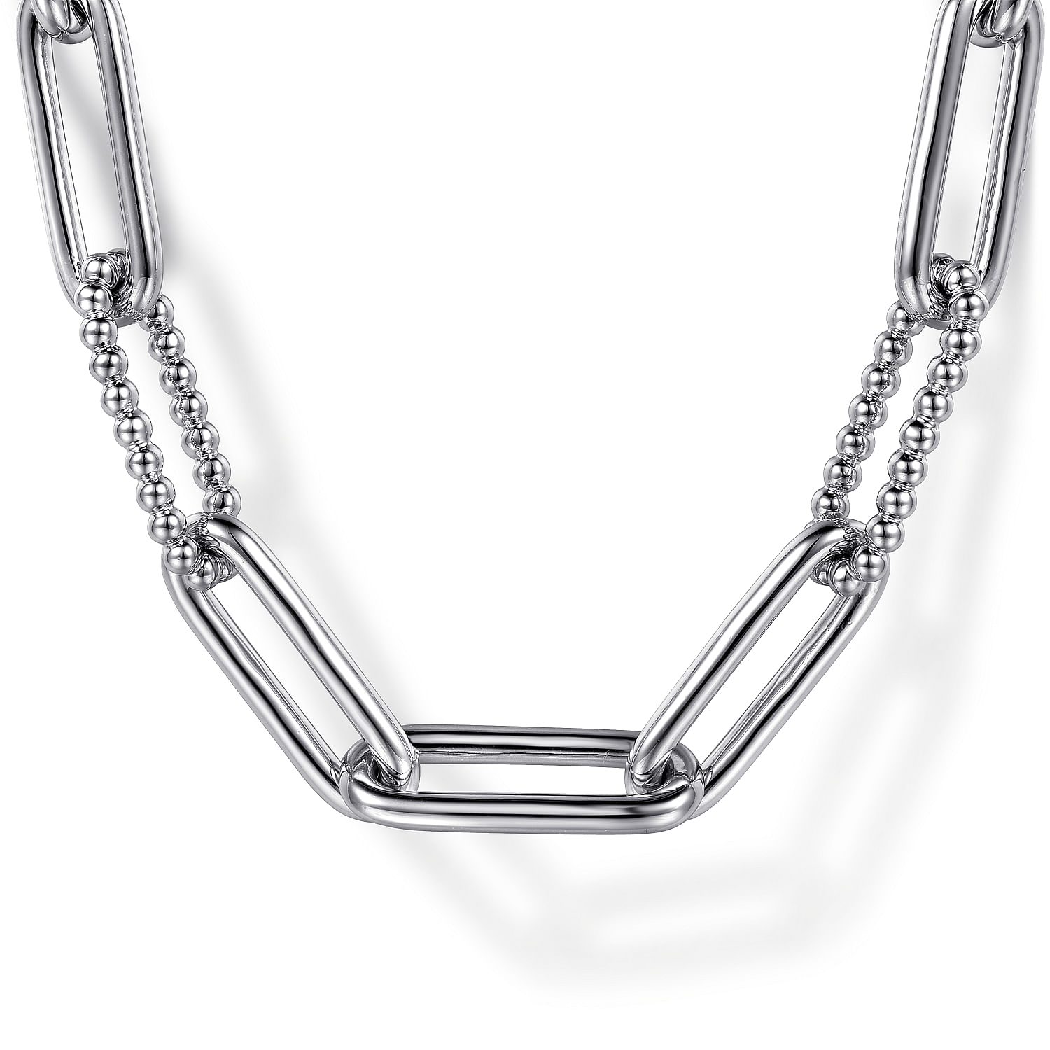 Gabriel - 925 Sterling Silver Oval Link Chain Necklace with Bujukan Stations