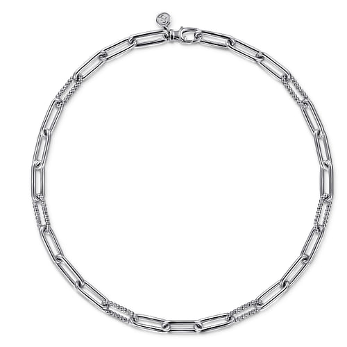 925 Sterling Silver Oval Link Chain Necklace with Bujukan Stations