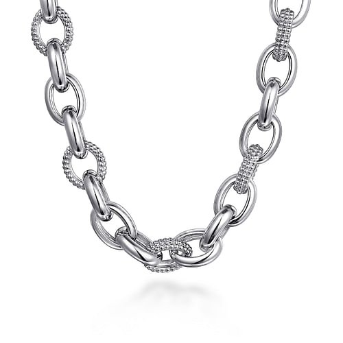 925 Sterling Silver Oval Link Chain Necklace