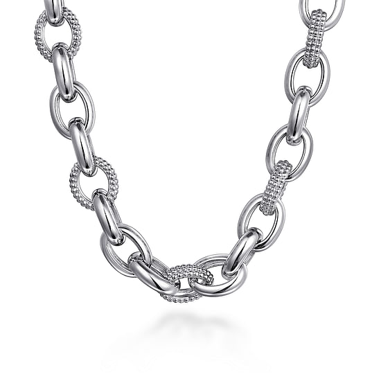 Gabriel - 925 Sterling Silver Oval Link Chain Necklace